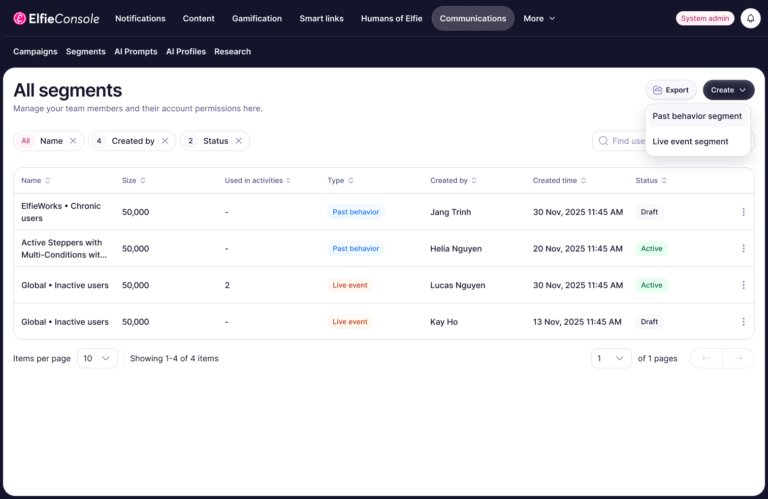 Communications module — the all-segments index