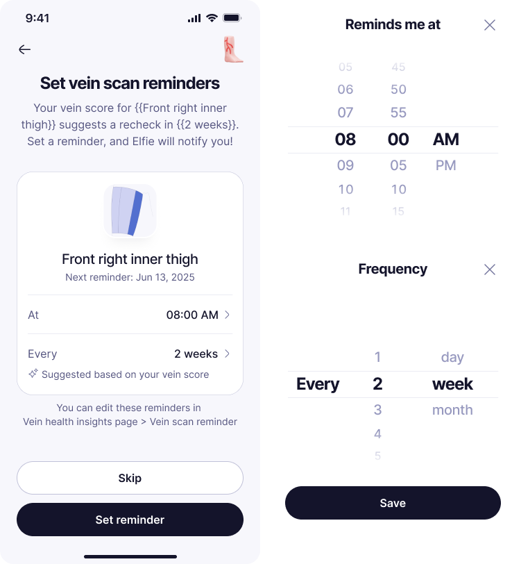 Reminder cadence tiers — three months, four weeks and two weeks by severity